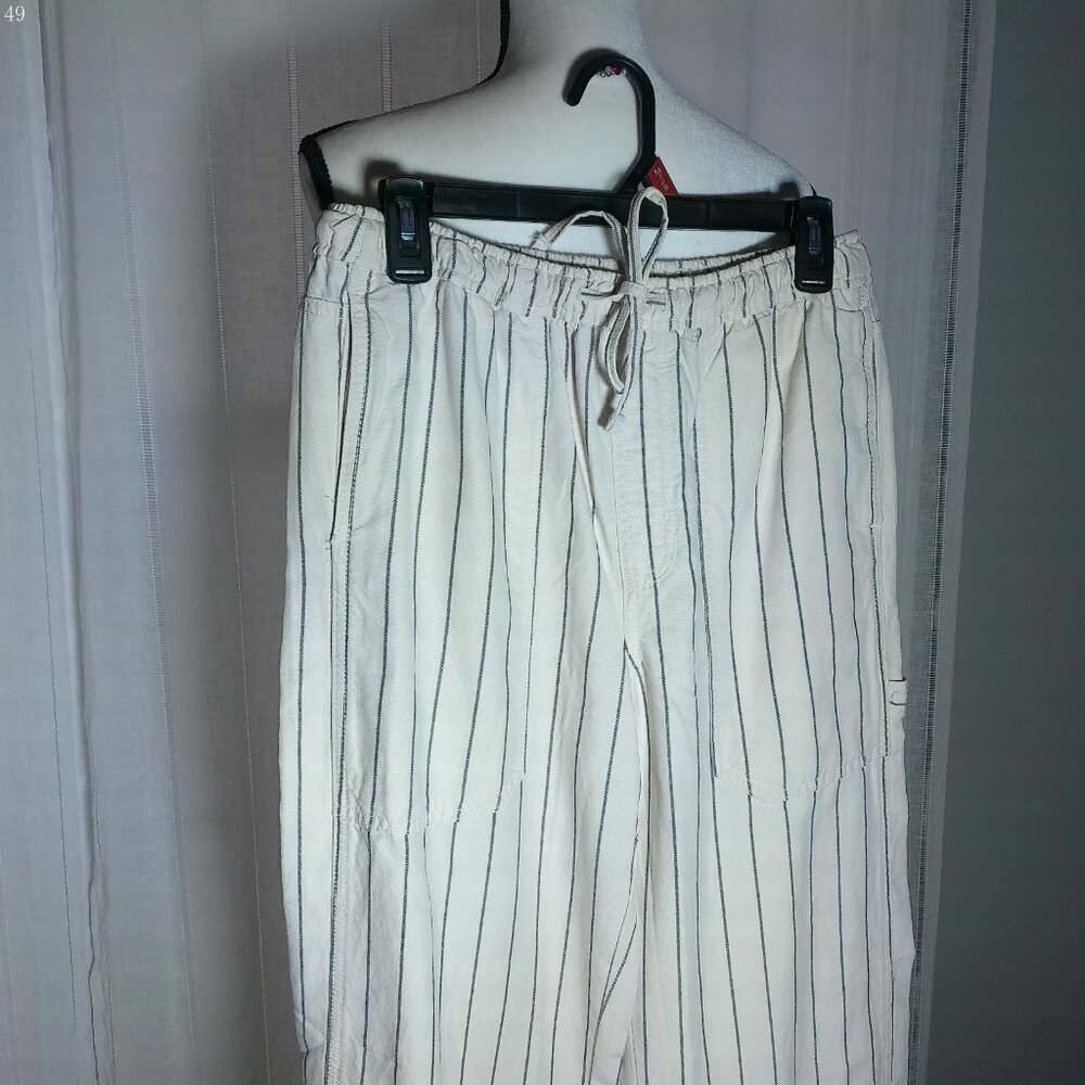 AERIE NWT Pull-On Cream w/ Black Stripe Wide Leg Pants w/Pockets & Loop S - Picture 2 of 13